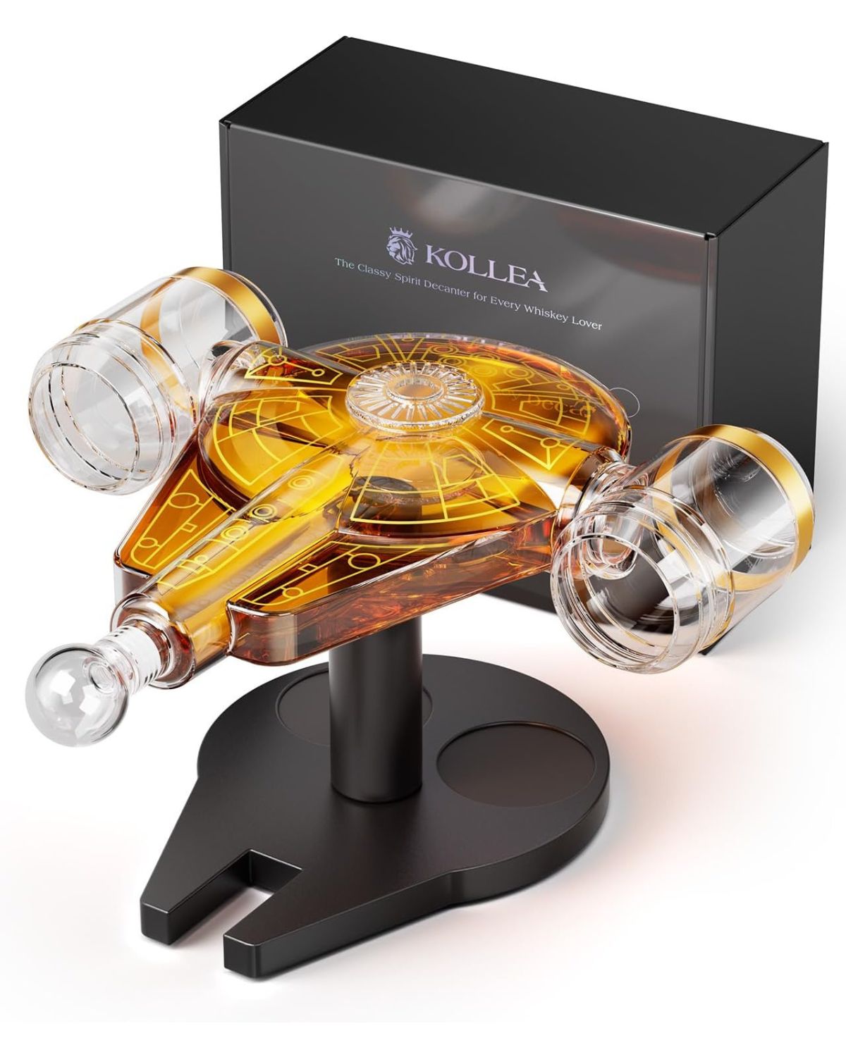 Kollea Galaxy Golden Spaceship Whiskey Decanter